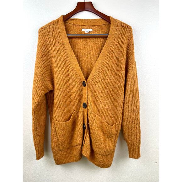 American Eagle Womens Cardigan Sz M Oversized Cobain Indie Hipster Grunge Orange - Picture 10 of 11